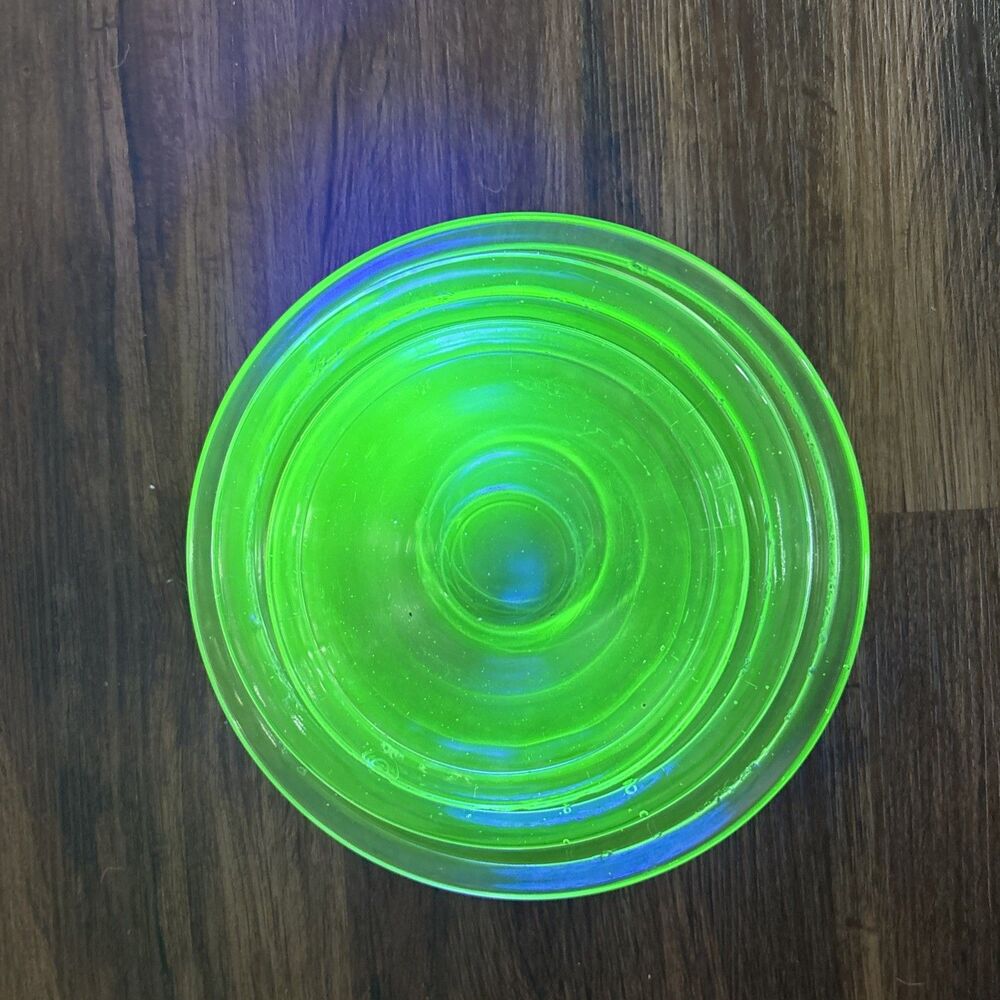Vintage Vaseline Glass Nesting Bowls (3) Rolled Edge Retro MCM Uranium Y2K EUC